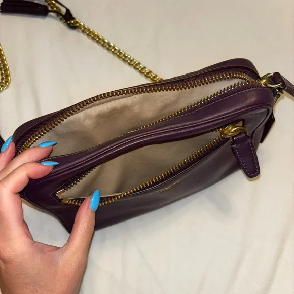 Coach Purple and Gold Crossbody Bag with Luxurious Leather - Picture 7 of 9